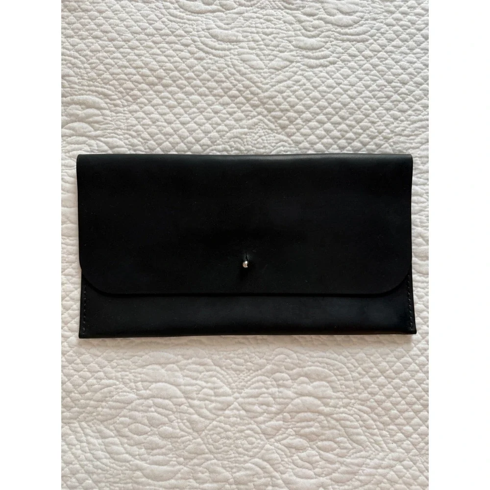 Emil Erwin Handcrafted Black Leather Minimalist Stud Clutch Bag Artisanal